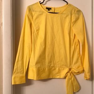 Bright Yellow Blouse with Bow Detail at the Bottom